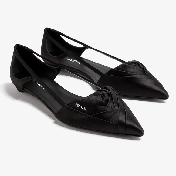 Like New PRADA Rose Satin Cut Out Ballerina Flats - Picture 1 of 12